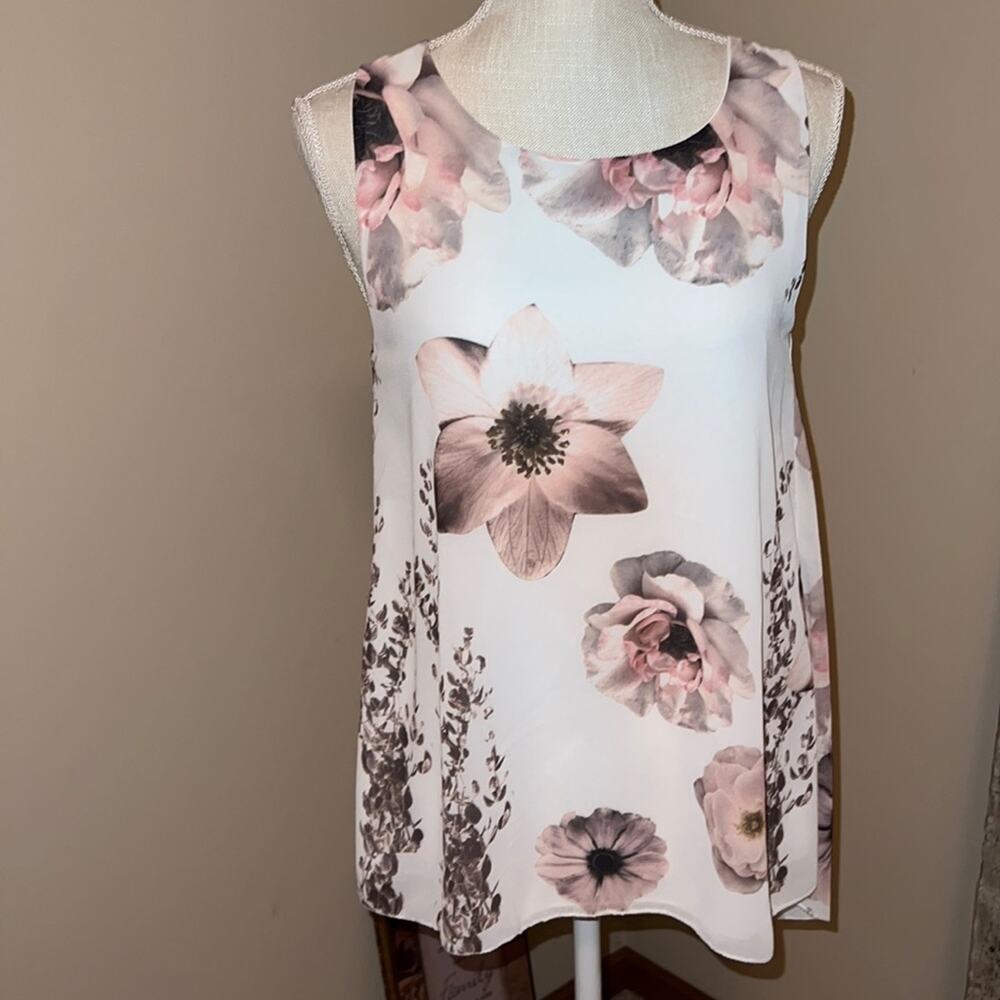 Zebra flows floral Print sleeveless top-Size S